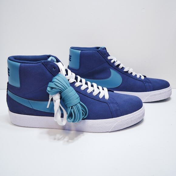 NEW NIKE SB BLAZER MID SHOES FD0731 400 NAVY MENS SIZE - 10.5 - Picture 3 of 7